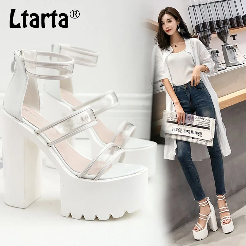 Женские леопардовые сандалии на платформе высоком квадратном каблуке JXQ 1333 28