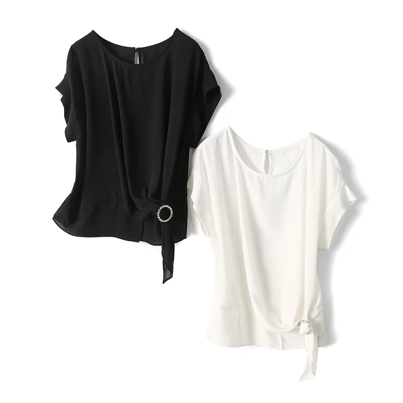 

359 Shopping mall yuan chiffon shirt series women's 2021 Xiaxin breathable design Short Sleeve fashion