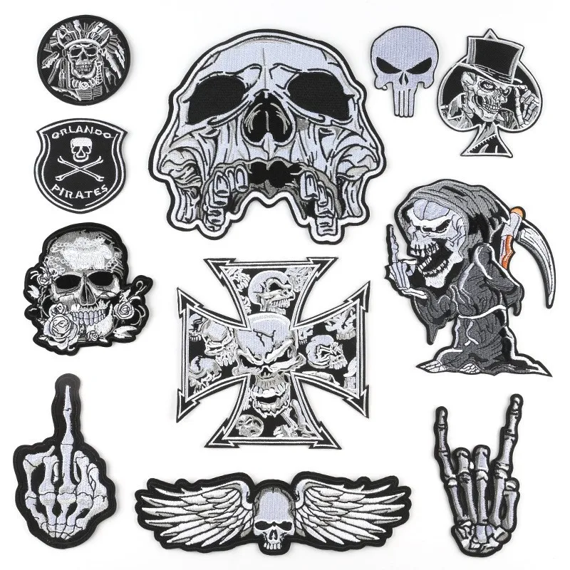 

Embroidered Logo Patch Paste Clothing Accessories Skull Finger Ghost Embroidered Cloth Paste appliques