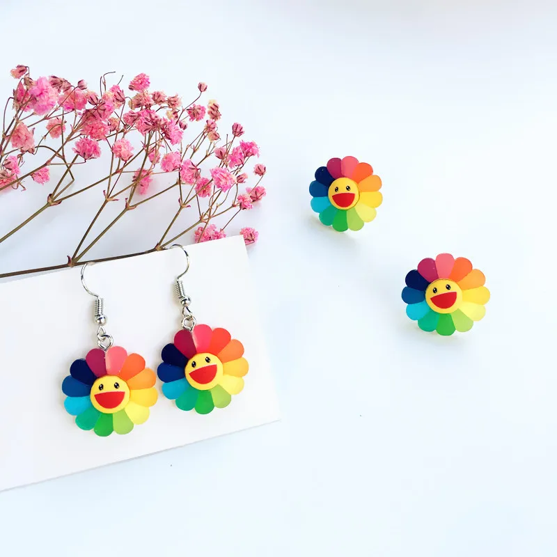 2021 забавные прекрасные красочные серьги Подсолнухи модные милые матовые с