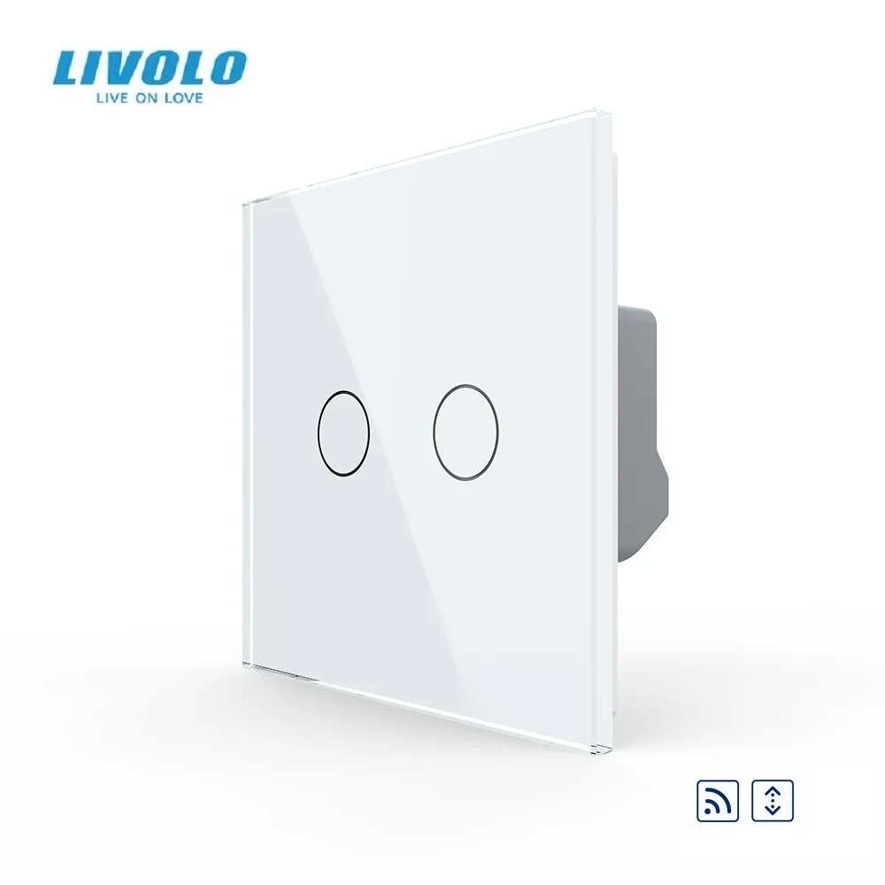 

Livolo VL-C702WR-11 EU Standard Touch house home led remote curtains Switch, Luxury White Crystal Glass Panel