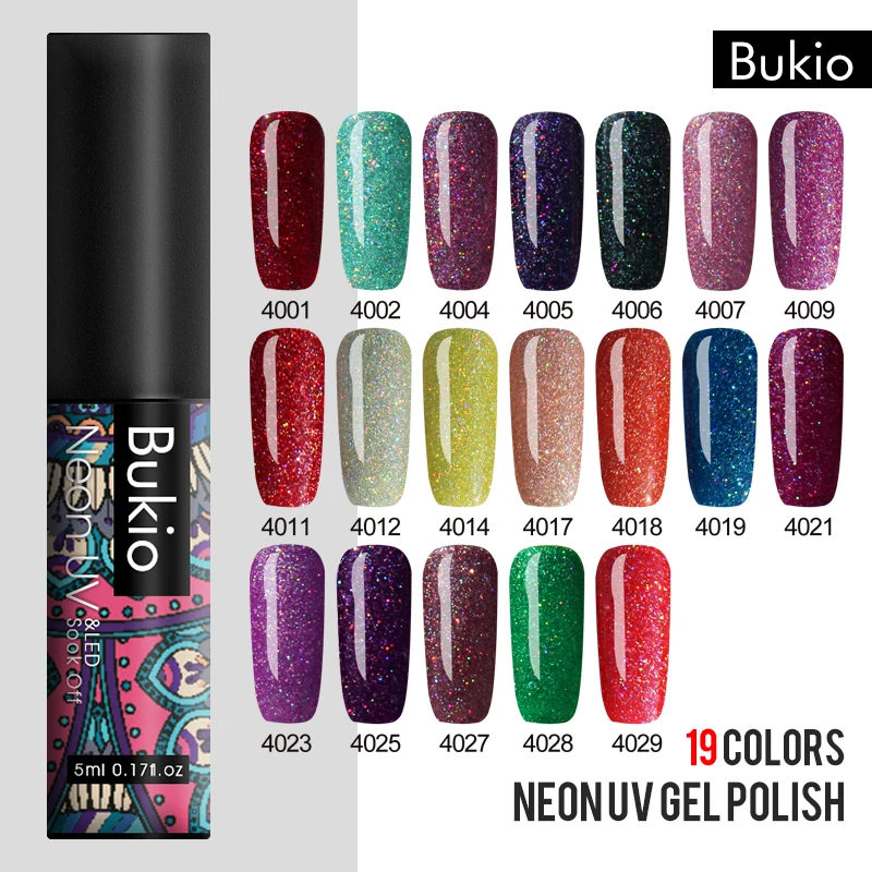 Хит продаж УФ блеск Bukio 5 мл неоновый Гель лак для ногтей отмачиваемый