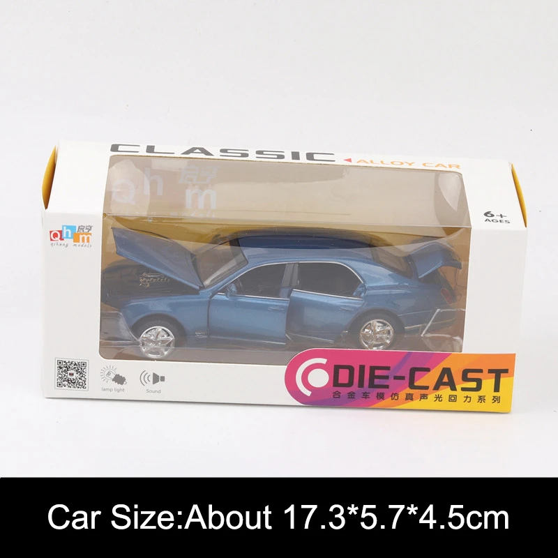 blue with box 1/32 модель автомобиля из сплава Mulsanne, игрушка, 6 открывающихся дверей, металлическая автоматическая модель литья под давлением, имитирующая светильник, детский подарок для коллекции игрушек - Цвет: blue with box