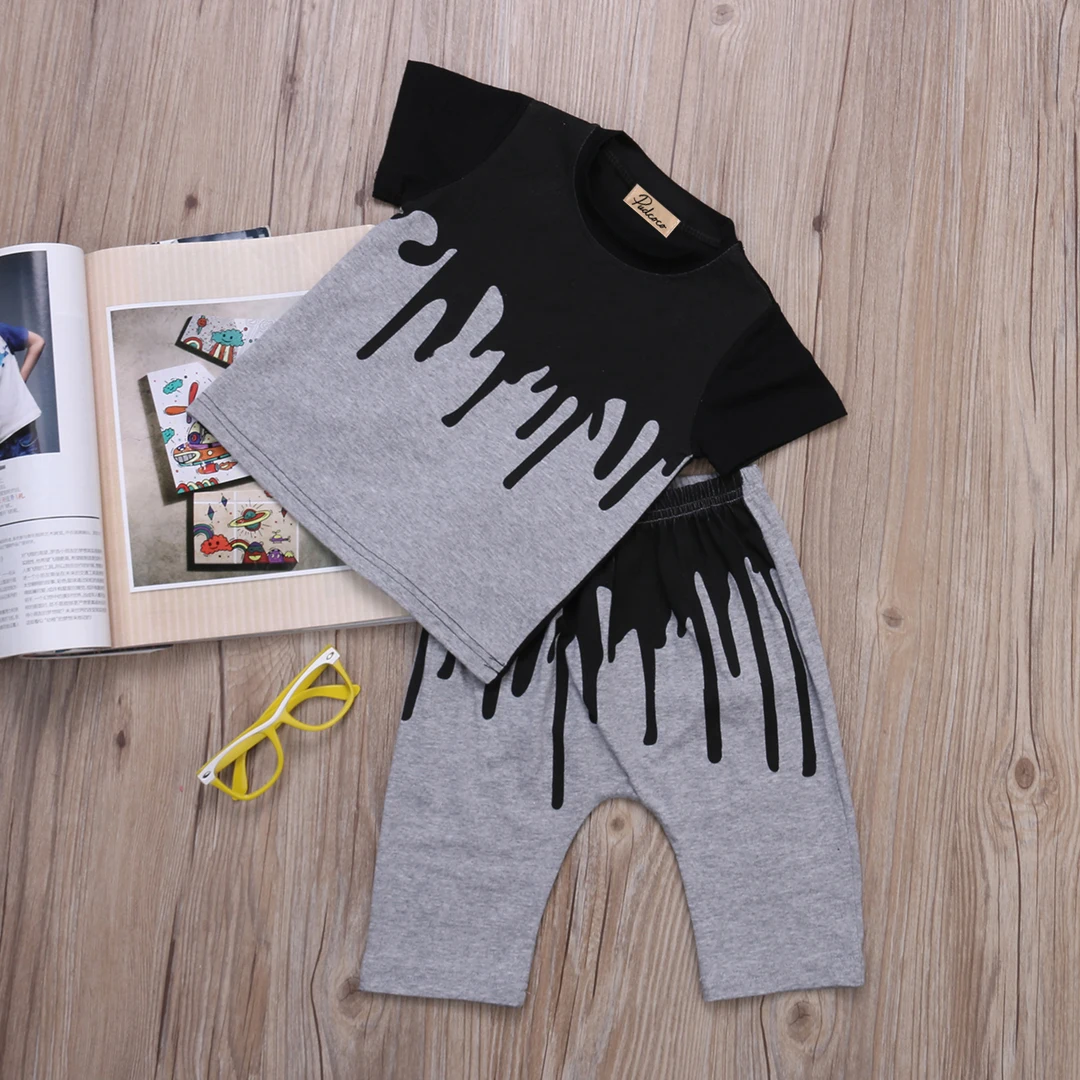 

2pcs Newborn Toddler Infant Kids Baby Boy Clothes T-shirt Tops Short Sleeve + Pants Long Fashion Outfits Set Kids Boy 0-4Y