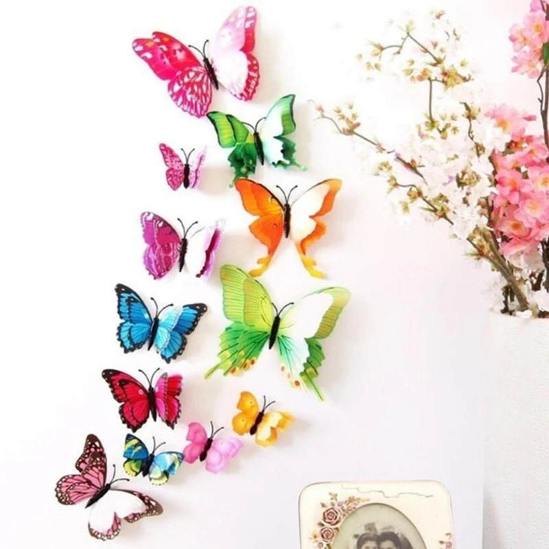 

12pcs PVC 3d Butterfly Wall Decor Butterflies Wall Stickers Art Decals Home Decoration Room Wall Art