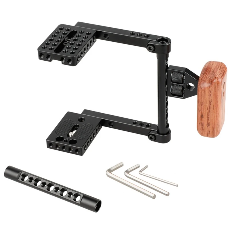 

FULL-Digital SLR Camera Rabbit Cage Camera Stabilizer with Wooden Handle for Canon 80D Nikon D7000 Sony A99 1657