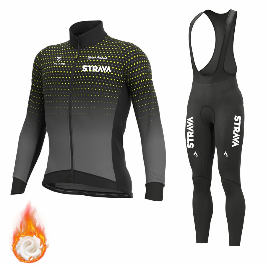 

2022 STRAVA зимняя велосипедная одежда с длинным рукавом, мужские комплекты велосипедных Джерси, профессиональная гоночная униформа, куртка, те...