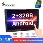 Магнитола Podofo, мультимедийный MP5-плеер на Android, с экраном 910 дюймов, ОЗУ 2 Гб, ПЗУ 32 ГБ, с GPS, Bluetooth, Mirrorlink, типоразмер 2DIN