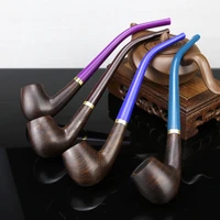 new colorful mouth tobacco pipe multifunction cigarette pipe handmade 3mm metal filter smoking pipe long bent smoke pipe tool