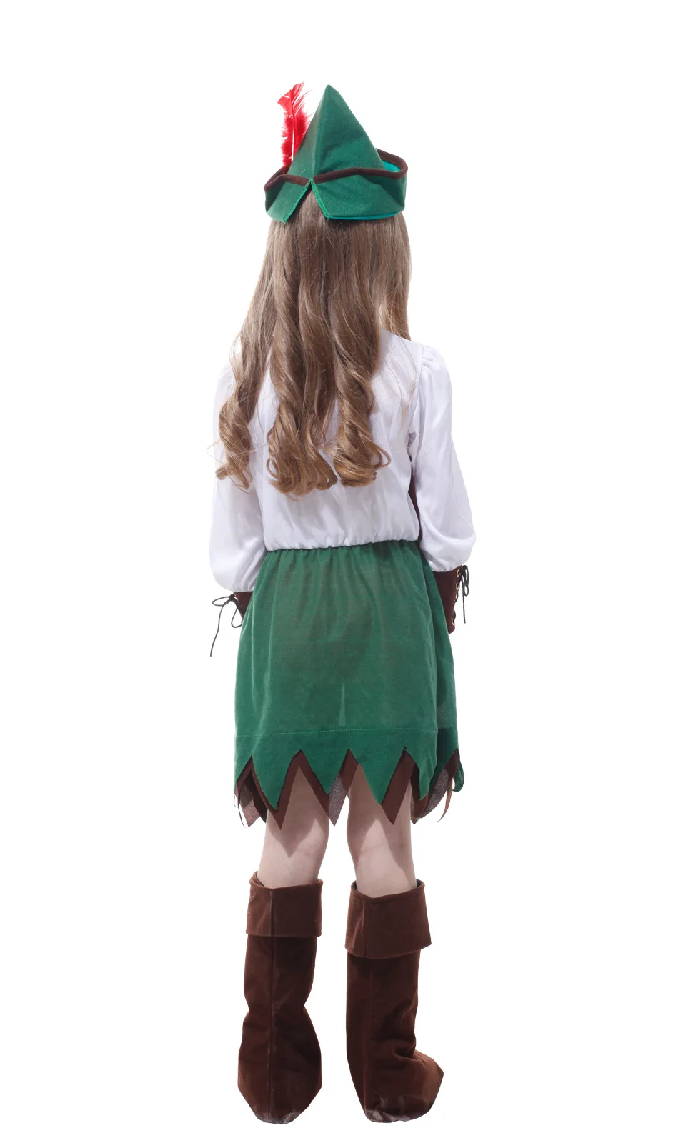 

Kids Girls Hunter Warrior Green Dresses Hat Outfit Halloween Cosplay Costumes Masquerade Carnival Party Role Play Dress Up Suit