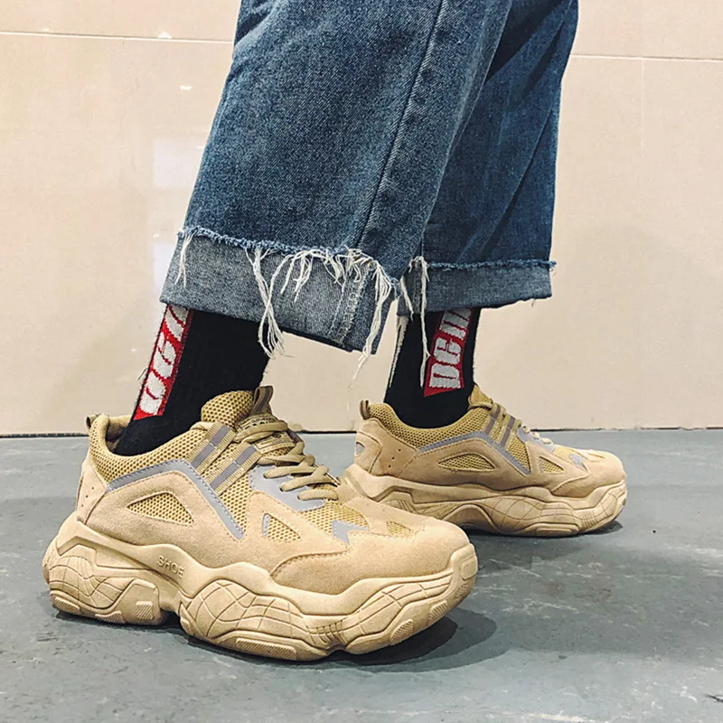 ADISPUTENT Men Chunky Sneakers Platform Thick Sole Casual Vulcanize Shoes Web Celebrity Dad Female Fashion Sneakers Designer