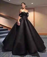 black arabic celebrity pageant evening gowns off shoulder beads sequins backless formal dresses ball gown prom dresses