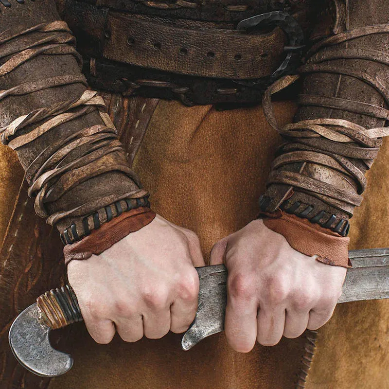 Medieval Viking Pirate Cosplay Leather Armor Arm Warmer Men Warrior Knight Gauntlet Bracer Steampunk Costume Accessory For Larp |