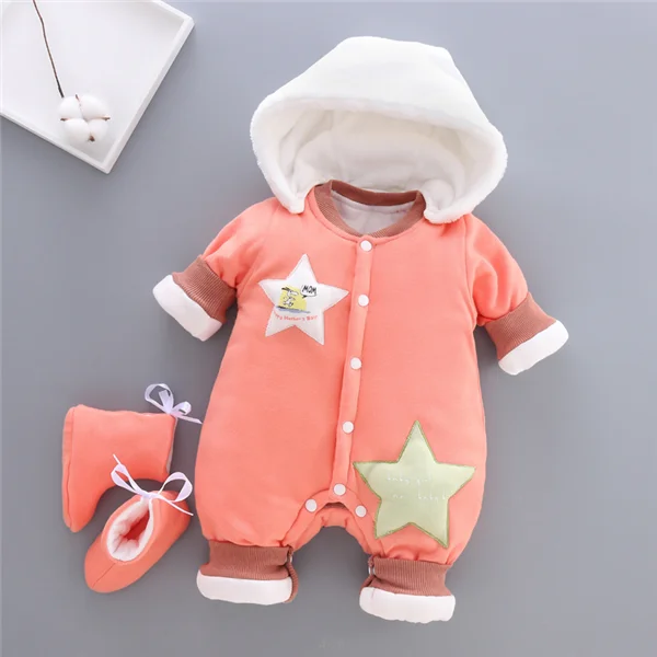 Baby clothing sets winter newborn baby girls cartoon cotton thick velvet hoodies+bib pants 2pcs for toddler boys warm suit | Детская