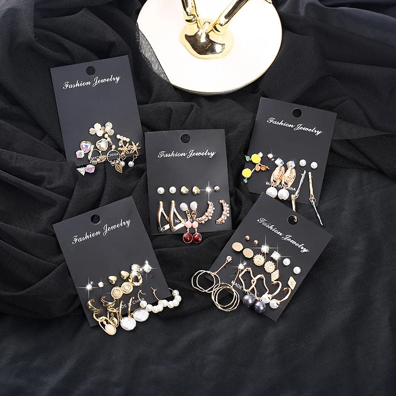 

European and American Style Fashion 6 Pairs of Earrings Set Multi-piece Combination, Personalized Geometric Earrings Accessories