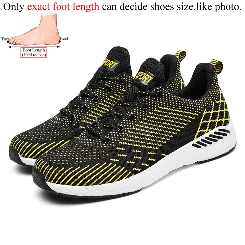 Black Yellow Спортивная обувь для бега, мужские кроссовки, chaussure homme basket, мужские кроссовки, большие размеры, уличный светильник, дышащие, heren schoenen - Color: Black Yellow