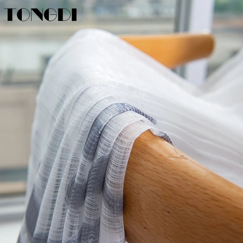 Белая Тюлевая занавеска TONGDI с принтом европейские Элегантные прозрачные