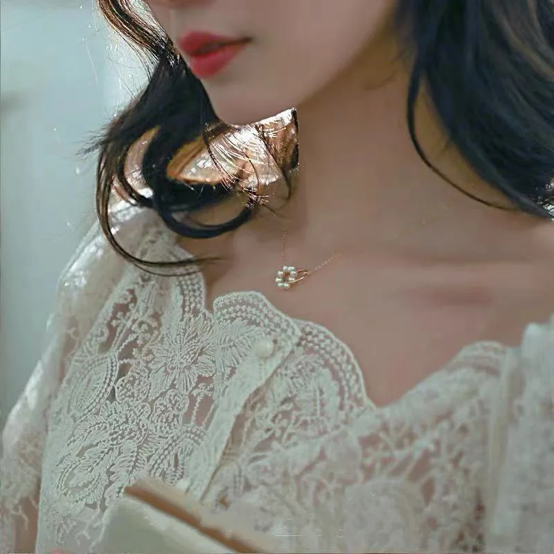 Женское колье с жемчужными кольцами модное ожерелье кулоном в Корейском стиле