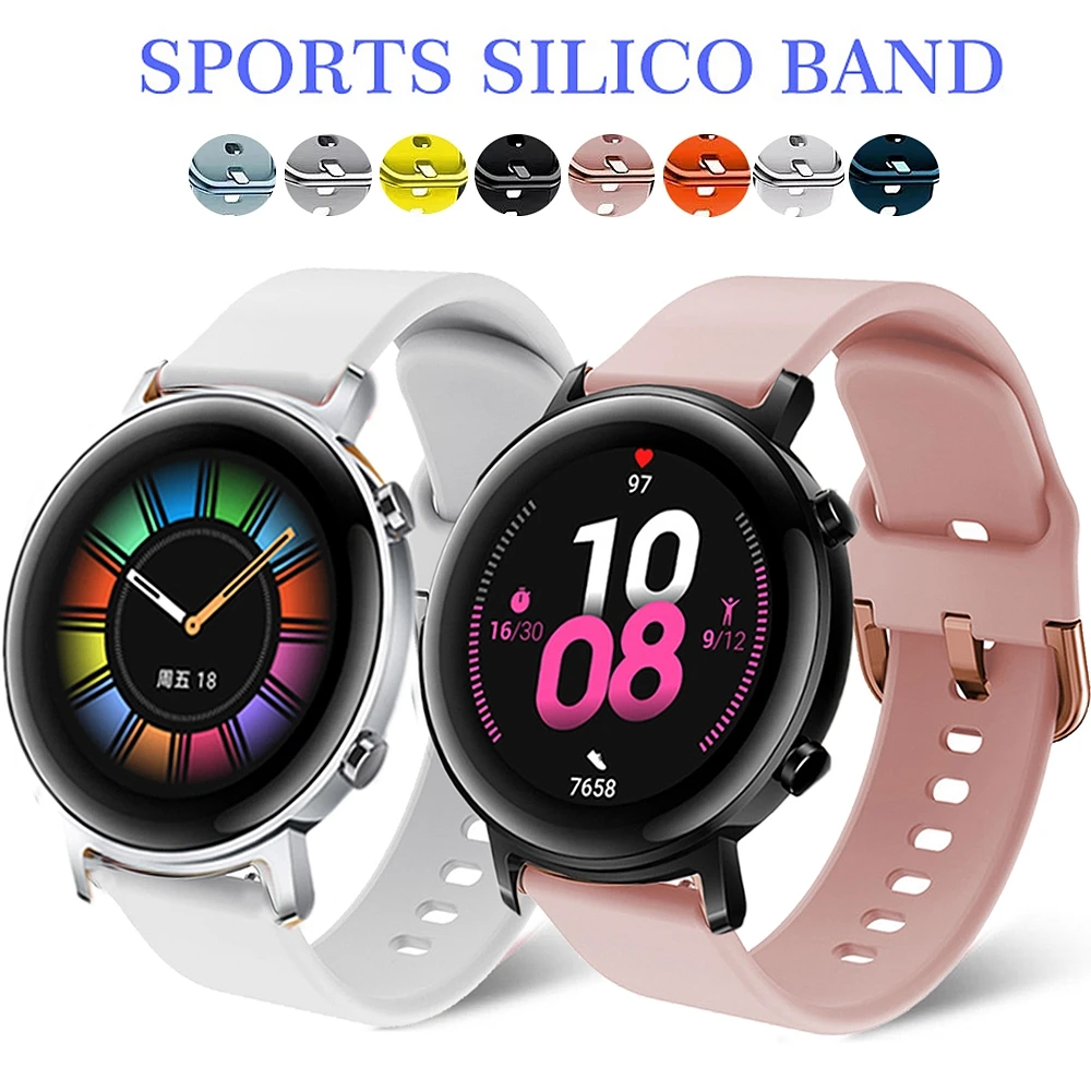 

20mm Silicone Watch Band for Huawei Watch GT2 42mm Soft Sport Strap for Samsung Galaxy 42mm Active2 Gear S2 Watchband Bracelet