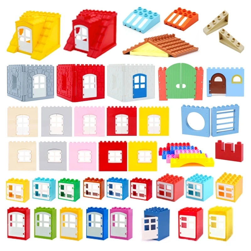 

Family House Door Roof Window wall Big Building Blocks City Accessories Bricks Series Friends Toys For Children Creator Gifts