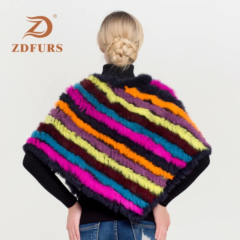 ZDFURS * зимняя горячая Распродажа Вязаное пончо из натурального кроличьего меха
