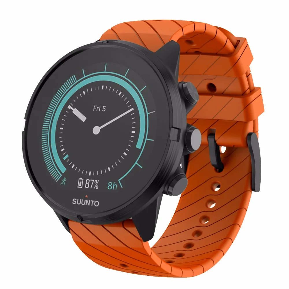 24 мм ширина силиконовый ремешок для часов SUUNTO 9 Baro спортивный силиконовый браслет Repalcement для SUUNTO Spartan/9 Baro медные полосы