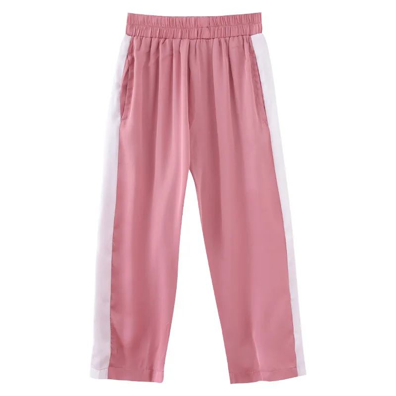 

Summer Loose Casual Baby Girls Soft Trousers Elastic High Waist Kids Sport Pants Striped Patchwork Children Straight Pants 4-13T