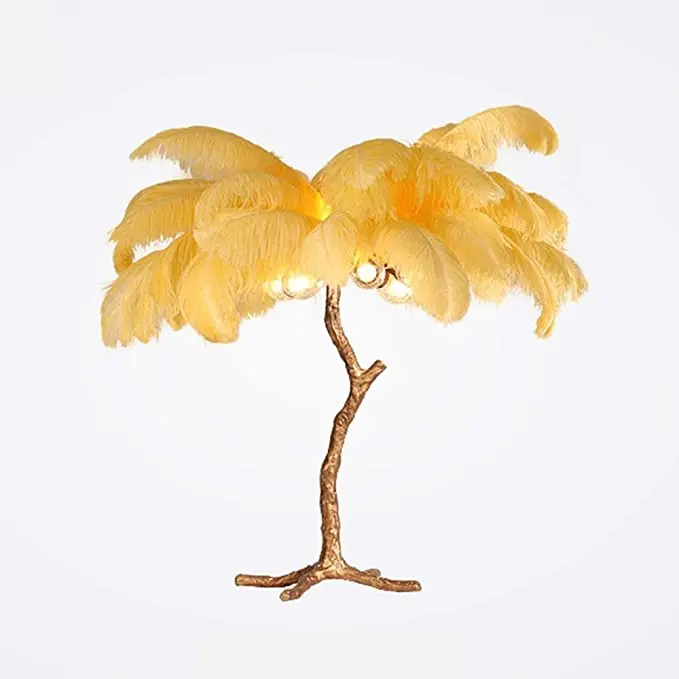 Декор для дома перышки страуса Luminaria скандинавские настольная лампа современное