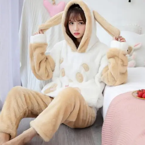 style 6 Fdfklak толстые фланелевые пижамы для женщин пижамный комплект с длинным рукавом теплая Домашняя одежда зимняя Пижама женские пижамные комплекты с капюшоном - Цвет: style 6