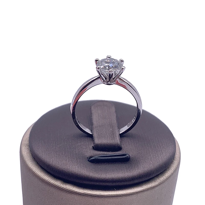 18K кольцо из белого золота 1ct 2ct 3ct круглая огранка DF обручальное кольцо на головщину Moissanite кольцо для женщин