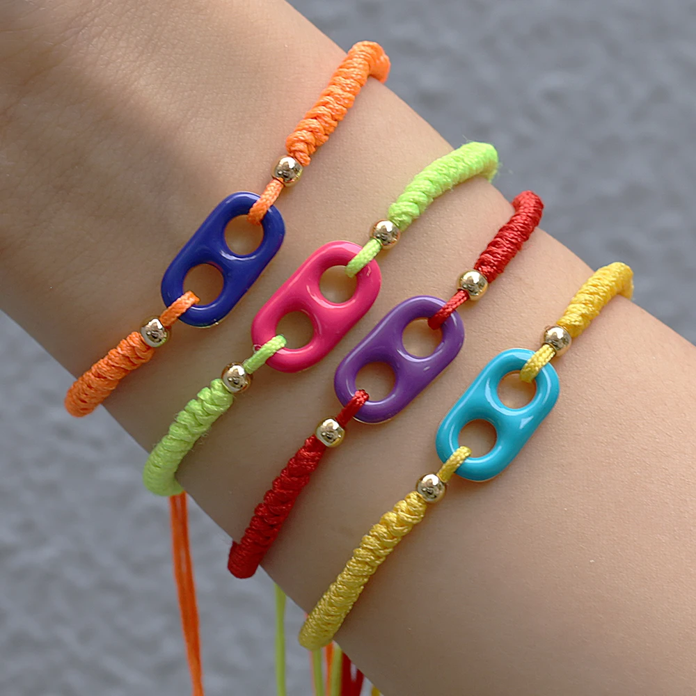 Браслет цепочка для женщин и мужчин флуоресцентный плетёный браслет с радужной