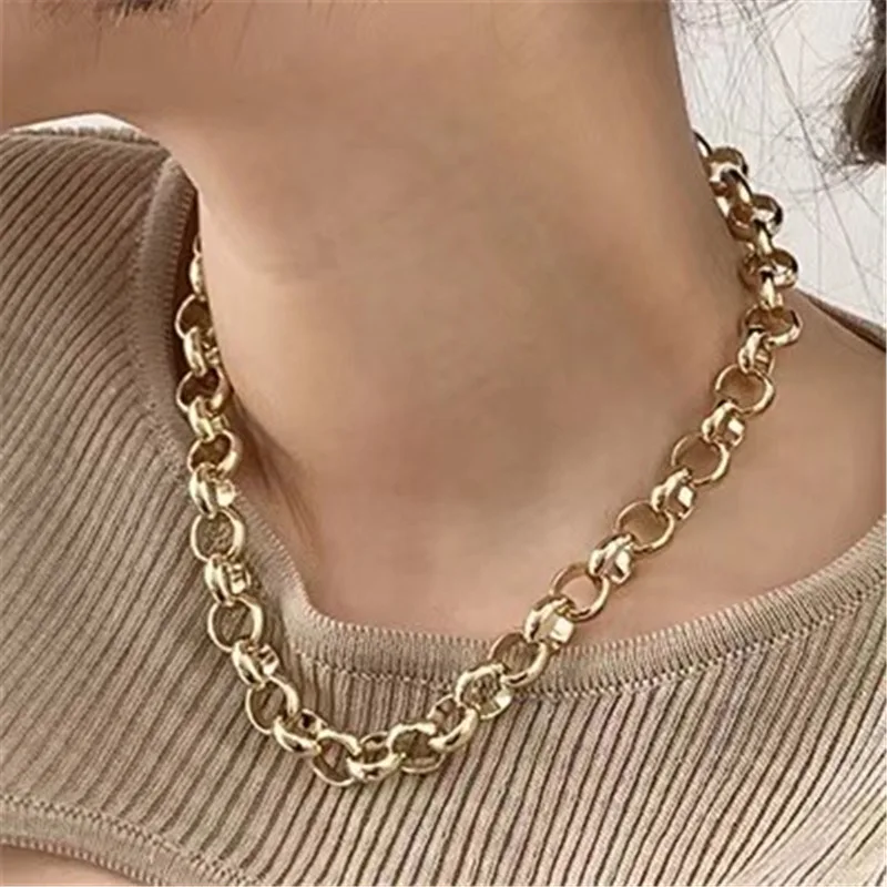 

New Punk Big Chains Chokers Necklaces for Women Vintage Metal Circle Choker Statement Necklace Goth Jewelry 2020