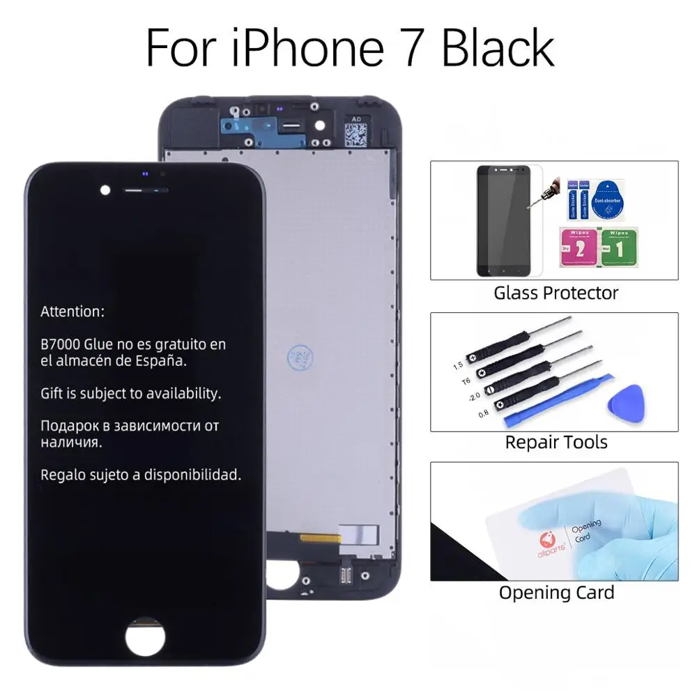 For iPhone 7 Black Grade AAA OEM Дисплей для iPhone 6 6S 5S 7 6 Plus в сборе с тачскрином на рамке черный белый - Цвет: For iPhone 7 Black
