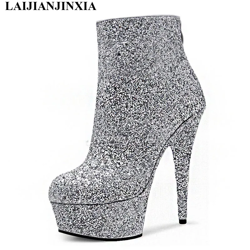 

LAIJIANJINXIA New Party Dance Boots 15 cm Heels Fashion Waterproof Platform Women Boots Sexy Ankle Boots Pole Dancing Shoes