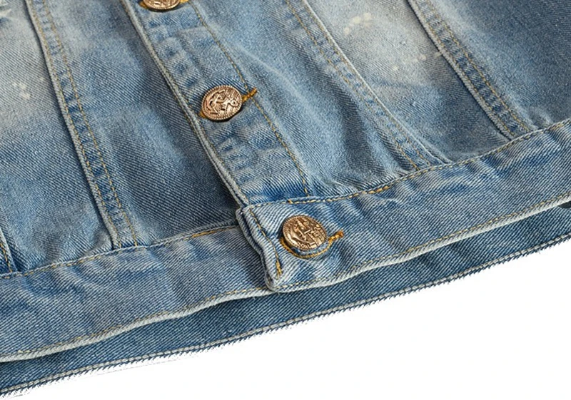 CYSINCOS Новая Осенняя джинсовая куртка с дырками мужские рваные ковбойские куртки