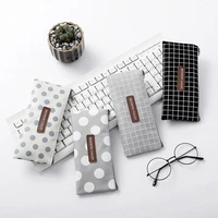 1pcs small fresh lattice dots pencil case office stationery and school supplies high capacity canvas material pencil bag