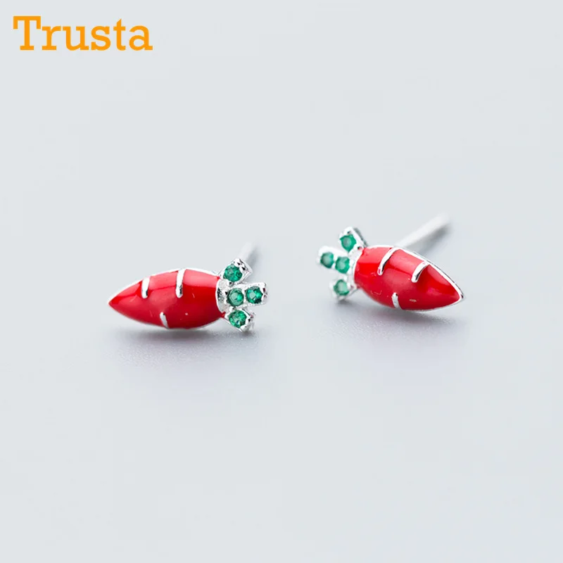Trusta 925 пробы серебряные модные милые миниатюрные симметричные 5 мм X 5 мм красные серьги-гвоздики в виде яблока подарок для школьниц, детей, леди DS605