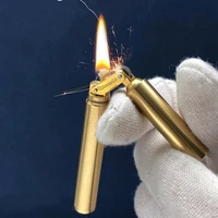 new brass kerosene nunchakus lighters windproof mini retro grinding wheel ignition flint free fire gadgets for men smoking toy