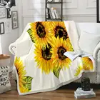 Детское плюшевое одеяло-Подсолнух, шерпа, цветочный принт, покрывало, желтые цветы, пушистое одеяло, тонкое растительное одеяло