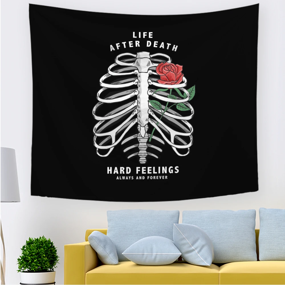 Гобелен с черно-белым черепом гобелен для влюбленных поцелуев настенный