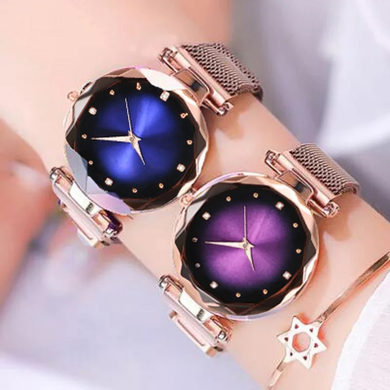 Reloj Mujer 2020 часы из розового золота Женские женские звездное небо магнитные