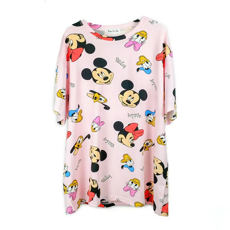 

Disney Mickey Mouse mid-length short-sleeved t-shirt women summer dress new loose large size Korean version of the wild cute top