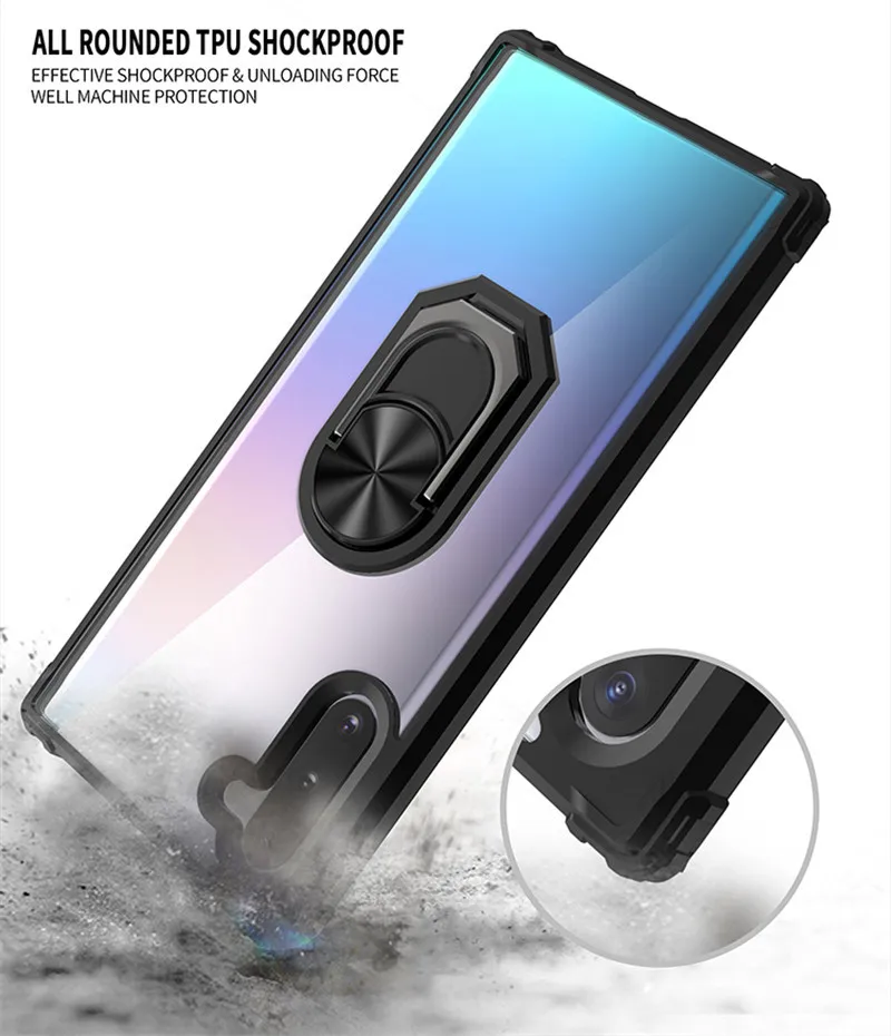 Чехол для Samsung Galaxy Note 10 Pro Plus противоударный Прозрачный чехол S9 чехлы с кольцами и