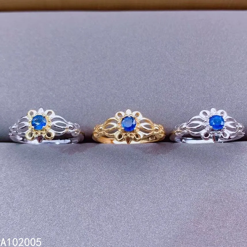 

KJJEAXCMY fine jewelry 925 sterling silver inlaid natural sapphire new Female adjustable ring Woman Gir Support test hot selling