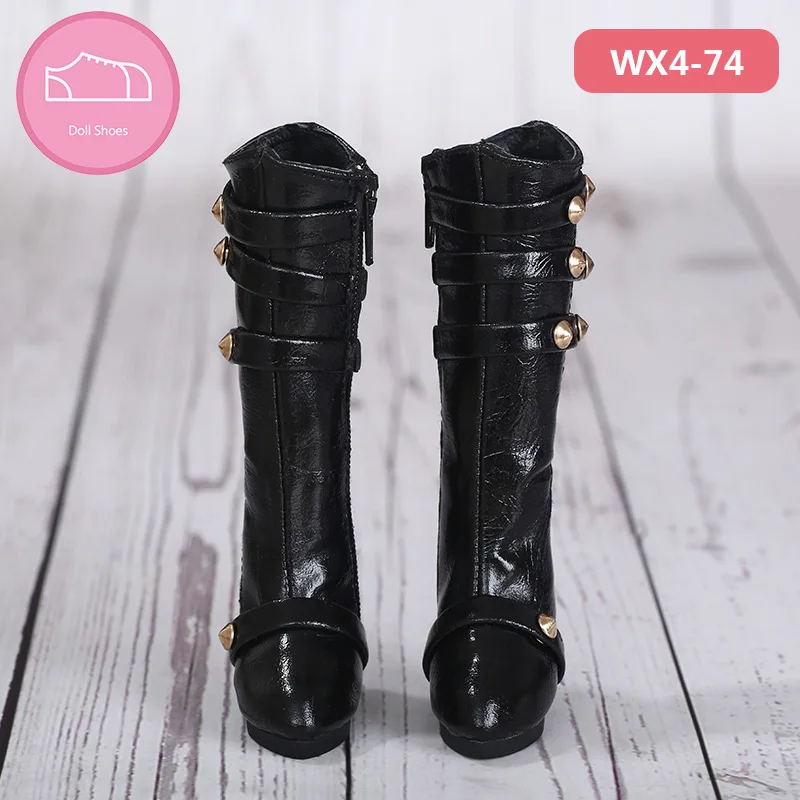 WX4-74 black Обувь для куклы BJD; 1 пара; 6,5 см; сапоги из искусственной кожи; модная мини-игрушка; кружевная парусиновая обувь; 1/4; кукла для волшебной страны; аксессуары для куклы - Цвет: WX4-74 black