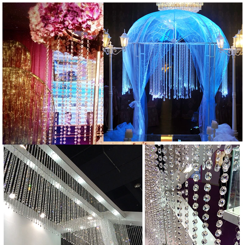 Ventana de cristal acr&iacute;lico transparente, decoraci&oacute;n de fiesta de Navidad, guirnalda, cortina colgante, decoraci&oacute;n rom&aacute;ntica de boda, 10m-4