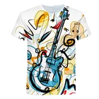 Забавная 3D футболка Da Vinci Guitar для мужчин рок-группа ретро графическая музыка новая одежда летняя уличная детская рубашка с короткими рукавами