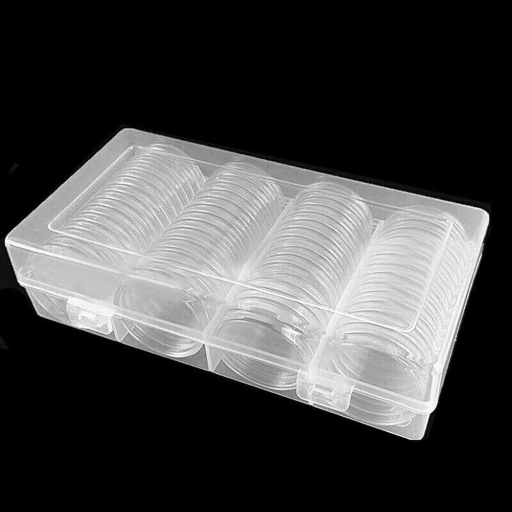 60 шт. прозрачный Круглый контейнер для хранения чехлов 40 мм| |