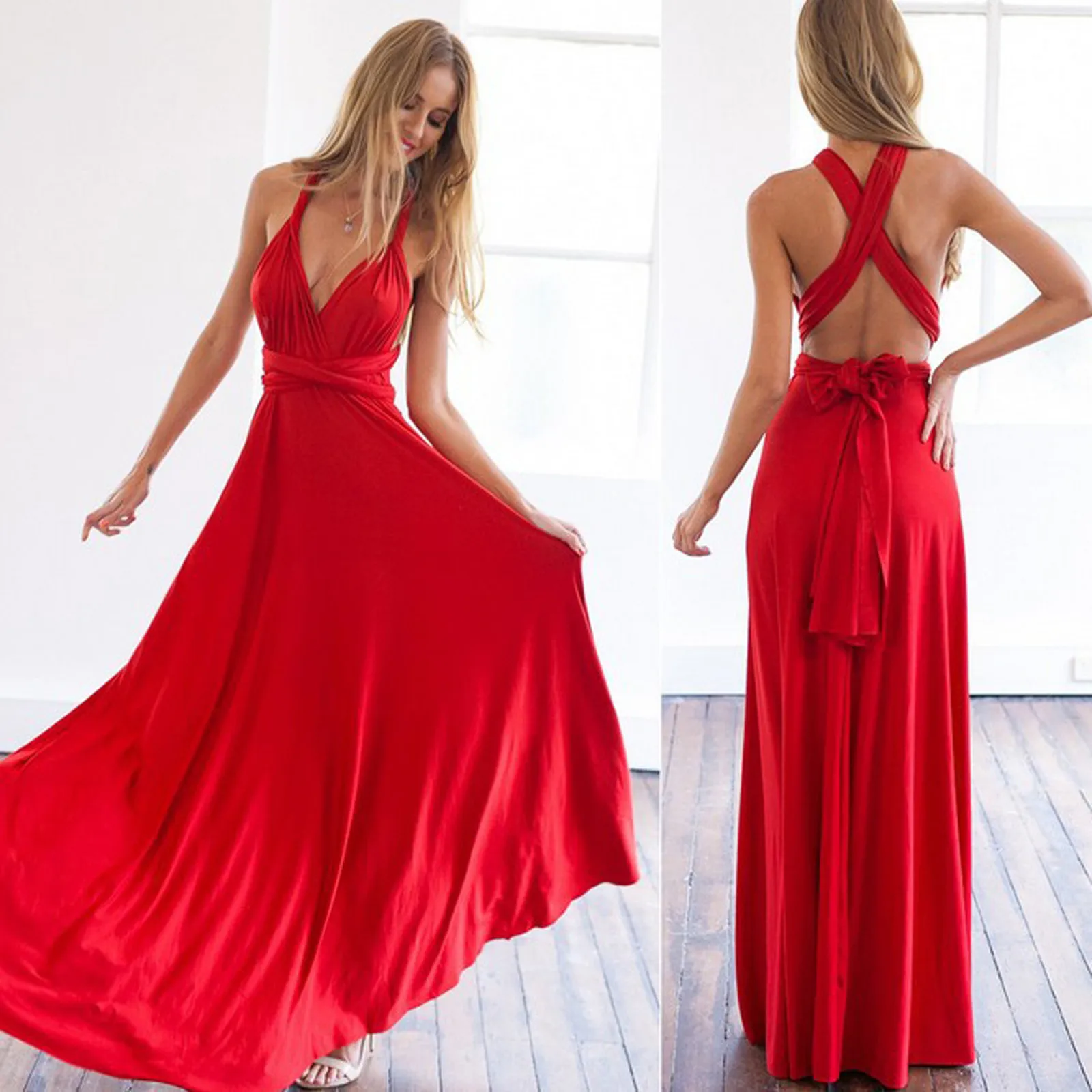 

Dresses For Women 2021 Sexy Sleeveless Halter Bandage Party Evening Dress Elegant Sling Maxi Dresses Boho Long Dress Vestidos