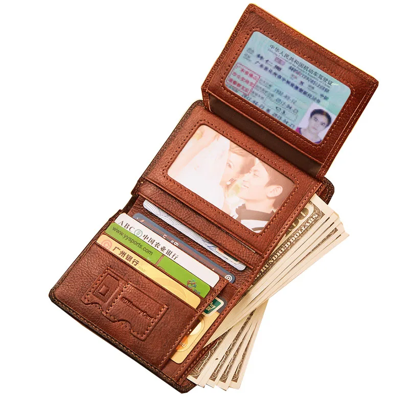 Мужские кошельки кошелек из натуральной кожи RFID-защита от кражи короткий